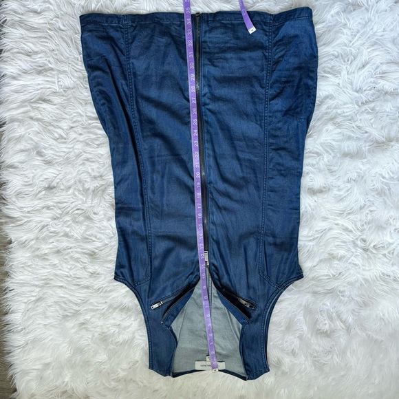 Calvin Klein Jeans Dark Denim Chambray Zip Up Mini Dress Size Large - Picture 6 of 7